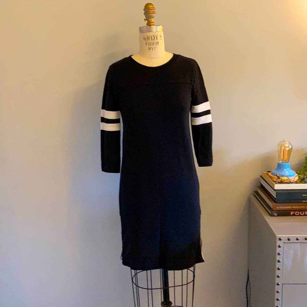 Jcrew XXS knit sporty dress. Side zips. Striped sleeves.